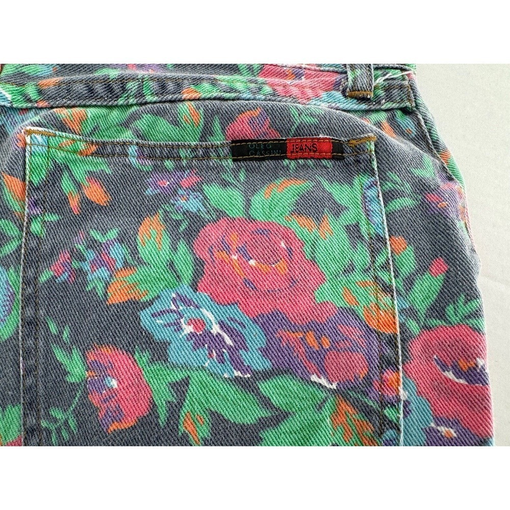 Vtg Oleg Cassani Denim Floral Shorts High Waist 90’s Hippie Size 14 Boho Barbie‍ - Picture 4 of 13